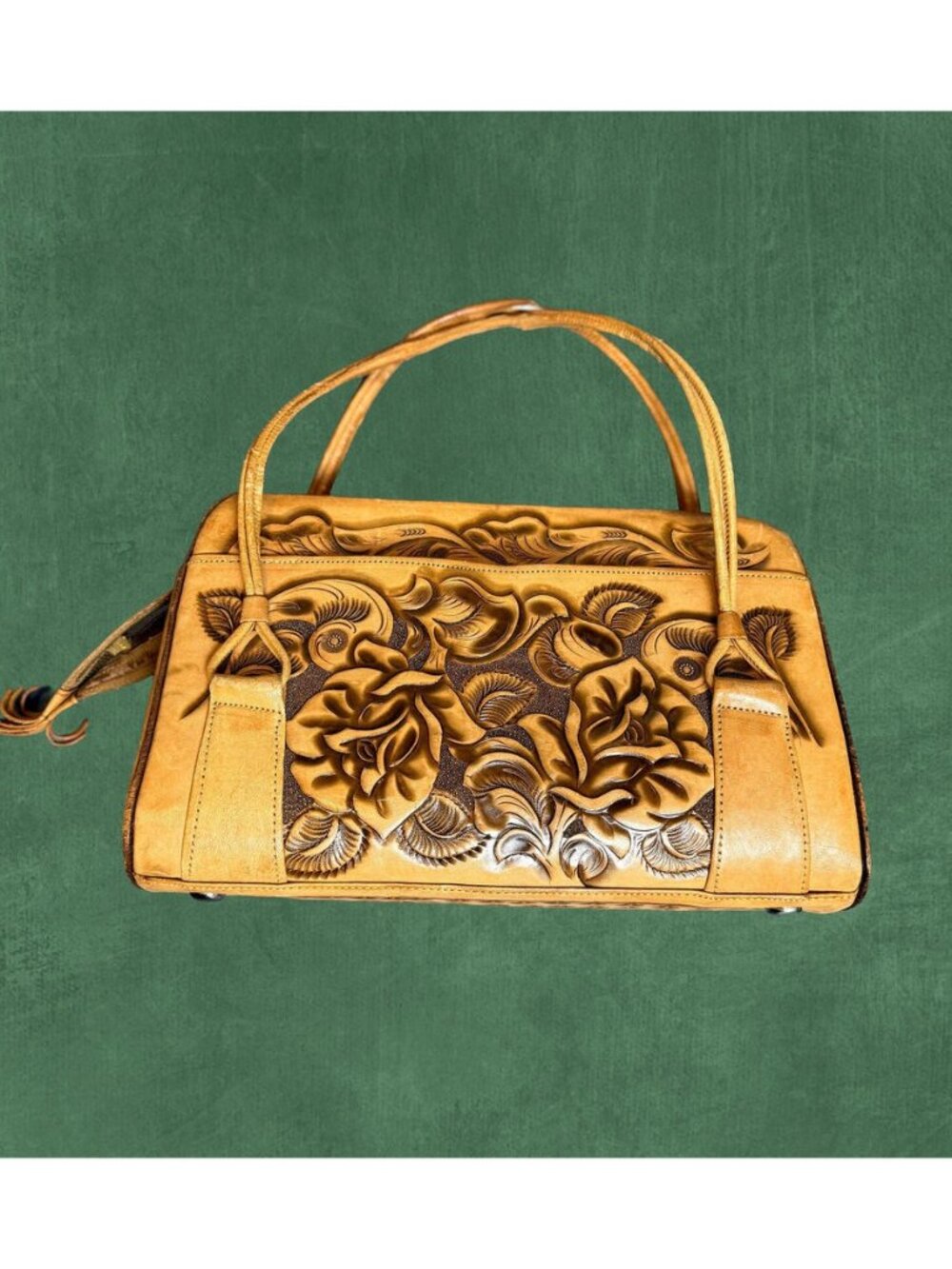 Vintage Tooled Leather Bag Floral Handbag Boho Western Purse